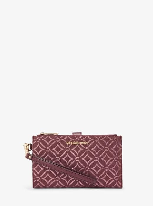 Michael Michael Kors Jet Set Metallic Logo Jacquard Wristlet
