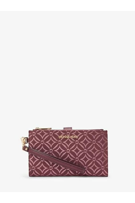 Michael Michael Kors Jet Set Metallic Logo Jacquard Wristlet