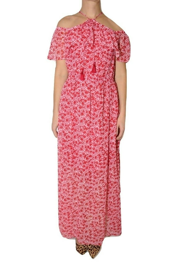 Off-The-Shoulder Floral Print Maxi Dress (Raspberry, 2)