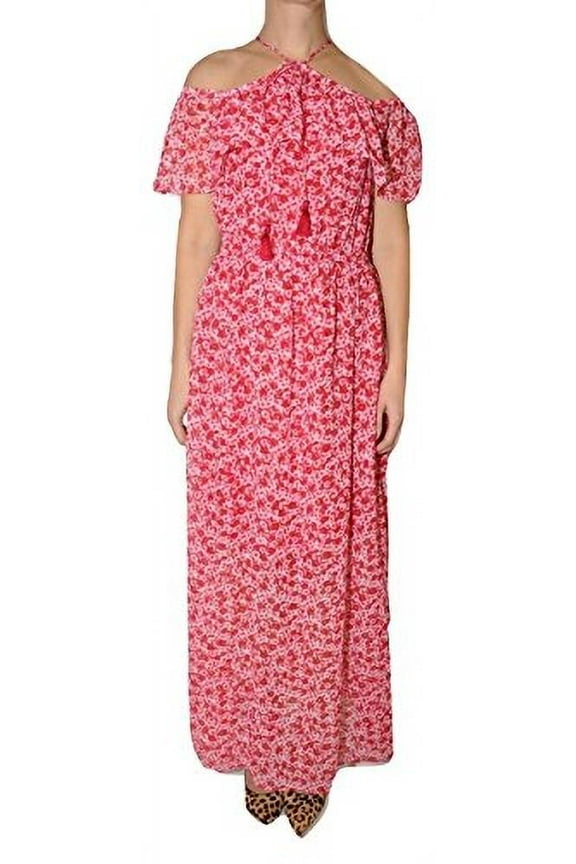 Off-The-Shoulder Floral Print Maxi Dress (Raspberry, 4)