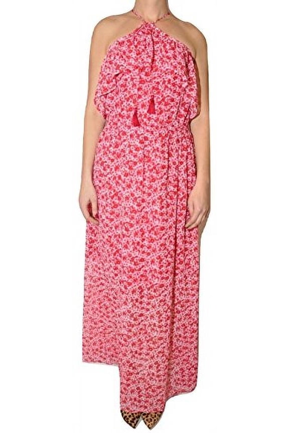 Off-The-Shoulder Floral Print Maxi Dress (Raspberry, 8)