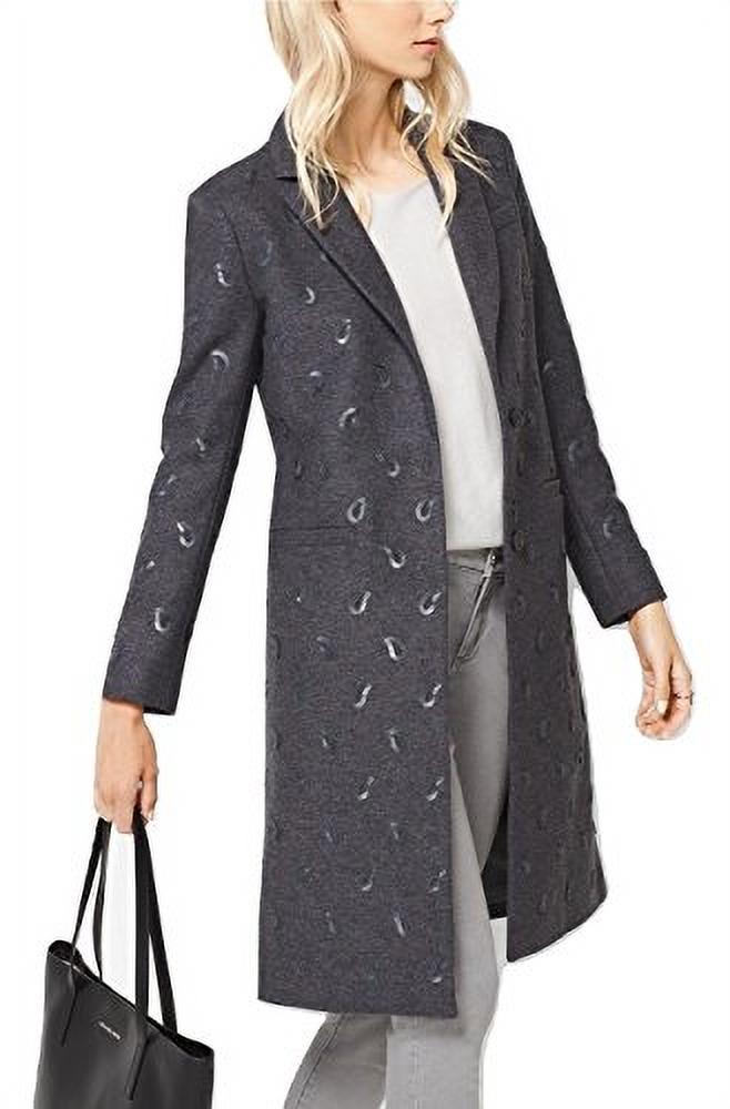 Michael Michael Kors Paisley Embroidered Wool Melton Coat, Derby (4) - image 1 of 5