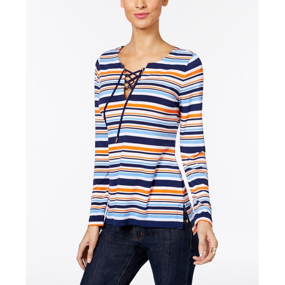 Michael Michael Kors Petite Criollo Striped Lace Up Tunic Multi PL