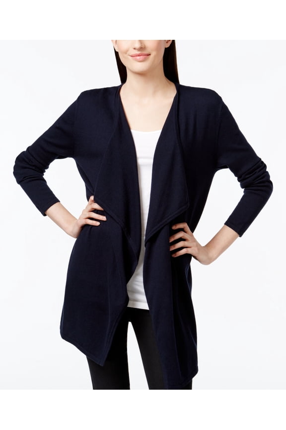 Petite Open Front Draped Cardigan New Navy PM