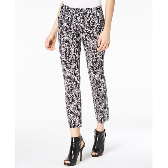 Michael Michael Kors Petite Printed Cropped Pants Black/White 12P