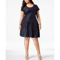 thumbnail image 1 of Michael Michael Kors Plus Size Metallic Dot Print Dress True Navy Gold Foil 0X, 1 of 1