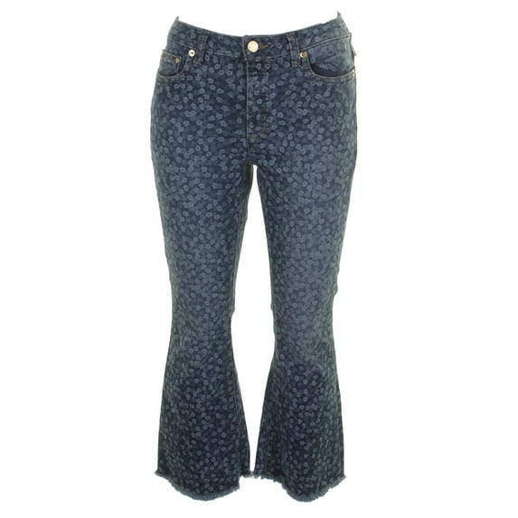 Michael Michael Kors Printed Flare Leg Jeans True Navy/Light Chambray 4