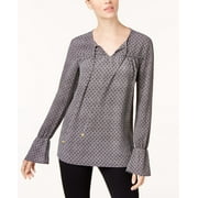 Michael Michael Kors Printed Ruffle Blouse Black/White S