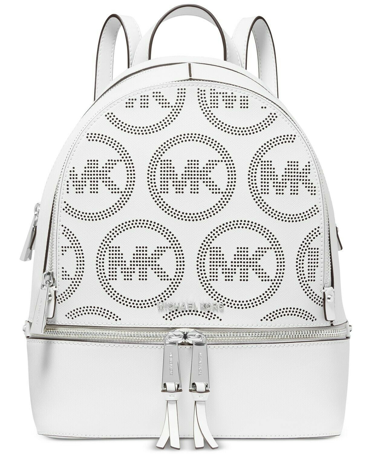 Michael Kors - Rhea Zip Medium Leather Backpack - Optic White