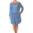 thumbnail image 1 of Michael Michael Kors Ruffled Off-The-Shoulder Tiered Dress, Light Cadet Wash (X-Small) Blue, 1 of 4