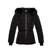 Michael Michael Kors Womens Active Belted Mix Media Jacket Black, XXL
