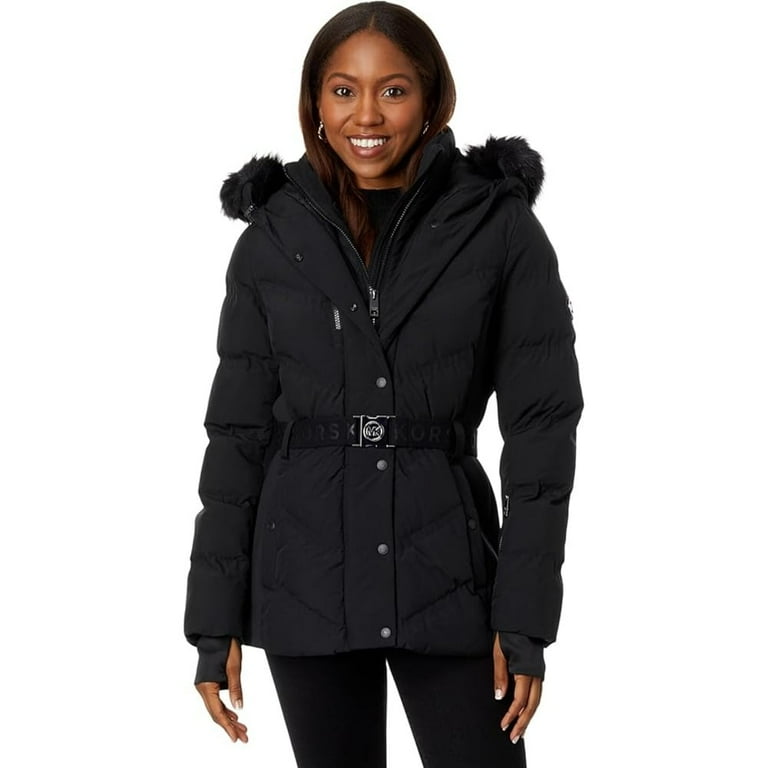 Michael Michael Kors Women s Black Belted Down Chevron Scutab Stretch Quilted Coat Jacket US Alpha Small Regular Regular Black Shop Black Friday Deals for 2024 Walmart