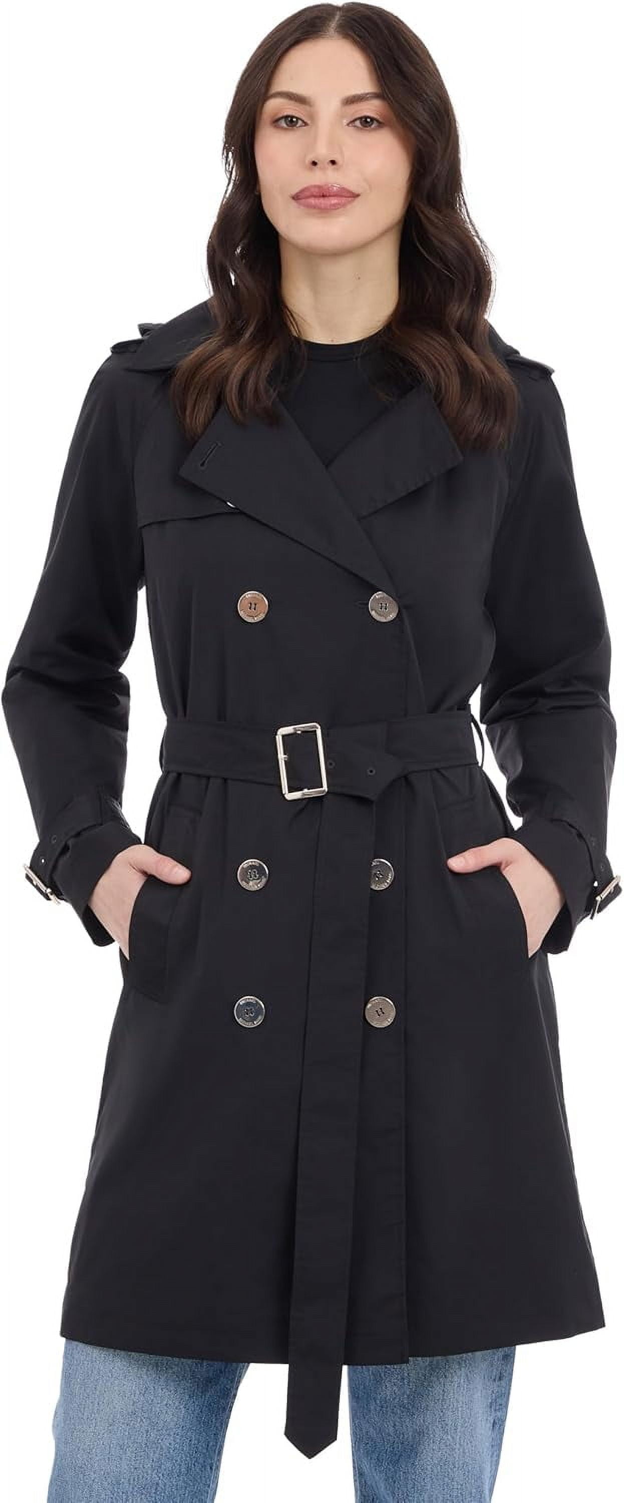 Michael Michael Kors Women's Black Double Breasted Trench Coat