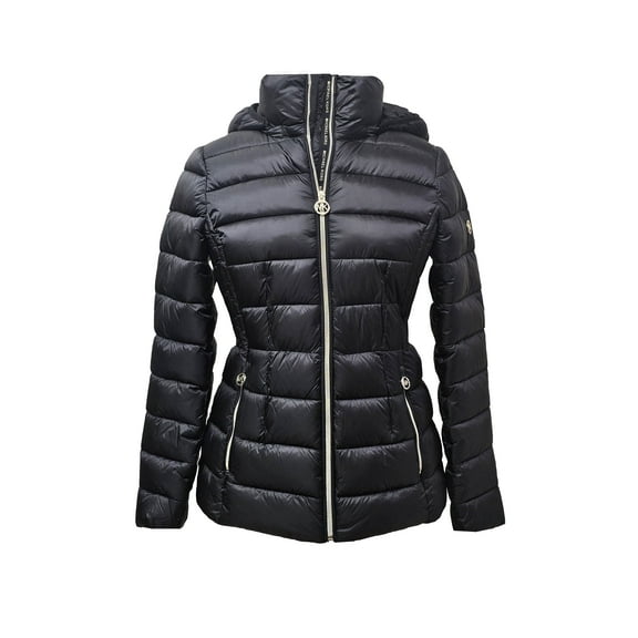 Michael Michael Kors Women's Black Hooded Packable Coat Jacket (US, Alpha, Small, Regular, Regular, Black)
