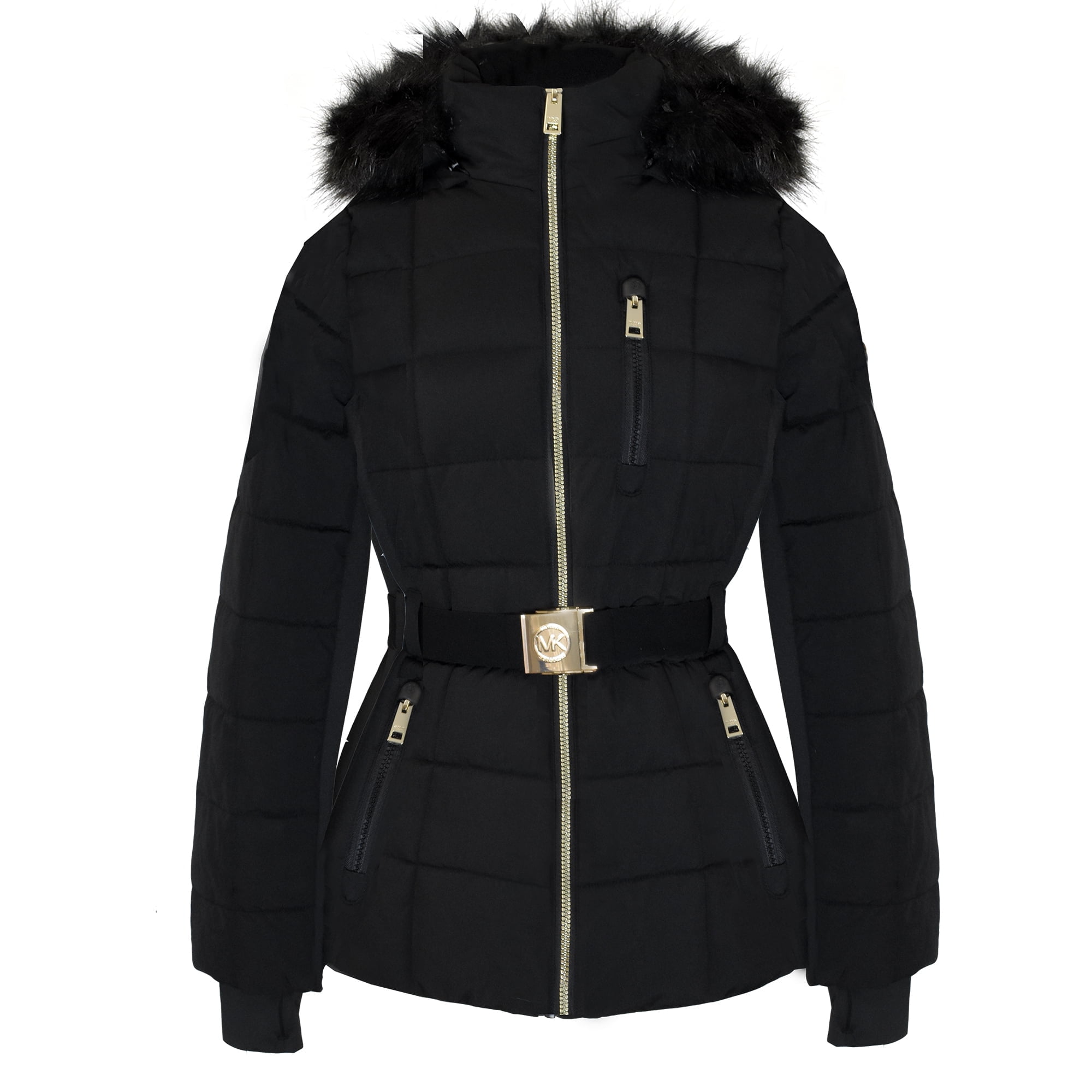 Women's Black Scuba Stretch Belted Active Coat, L