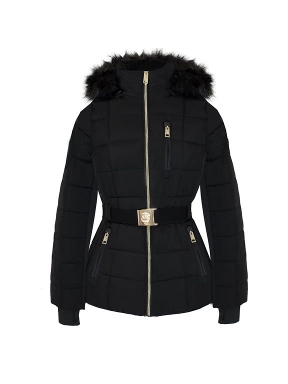 Women's Black Scuba Stretch Belted Active Coat, M