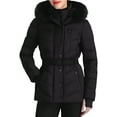 thumbnail image 1 of Michael Michael Kors Women's Faux Fur Hooded Puffer Scuba Belted Coat Jacket Black S, 1 of 3