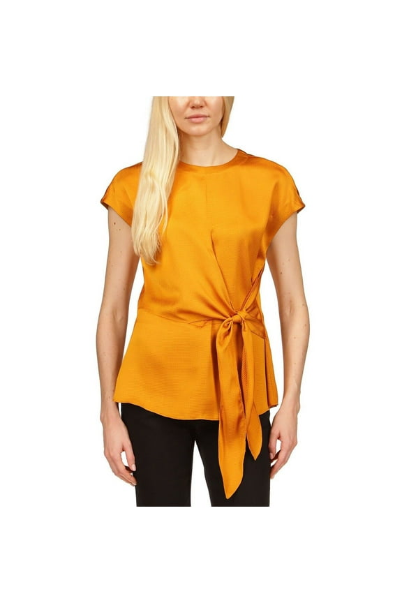 Michael Michael Kors Women's Wrap Top Marigold Satin B4HP (Regular,XL)