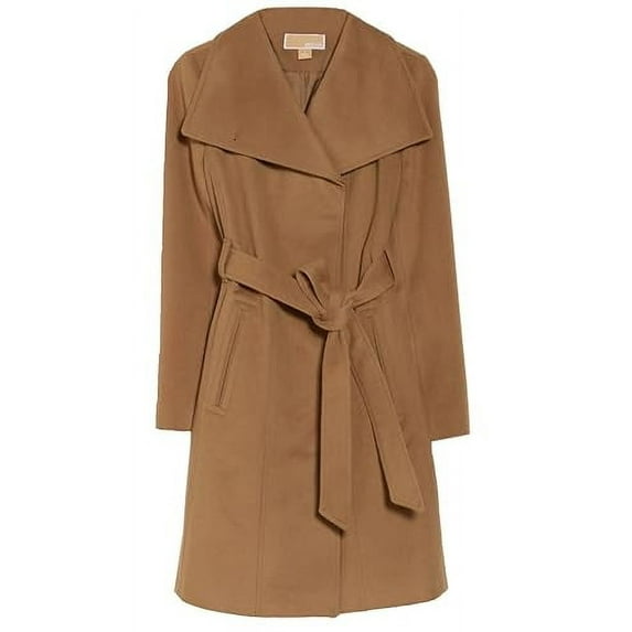 Michael Michael Kors Wool Belted Wrap Solid Camel Coat
