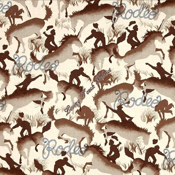 Michael Miller Fabrics Round Up Rodeo Western Horse Cream 100% Cotton Fabric sold by the yard