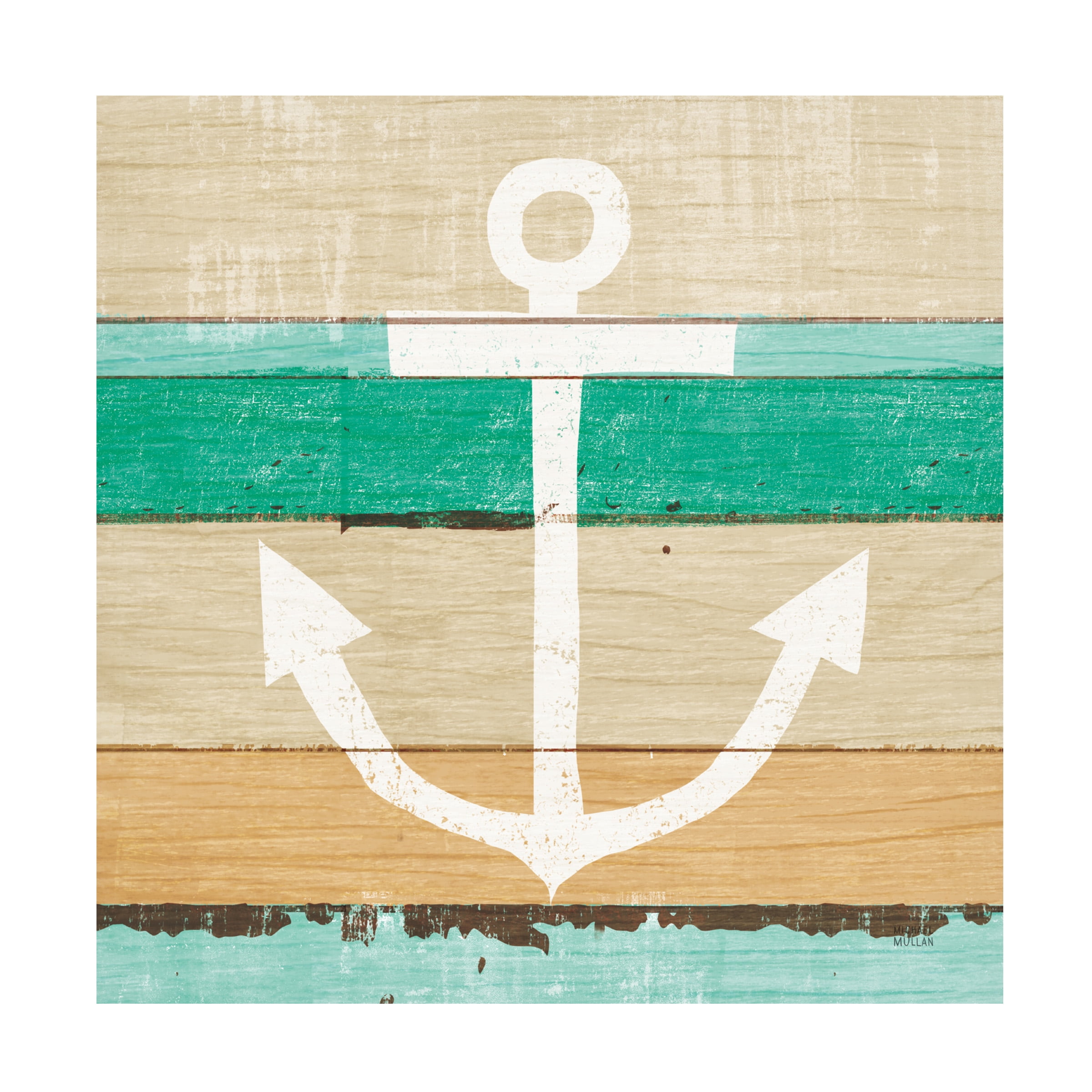 Michael Mullan 'Beachscape III Anchor Green' Canvas Art