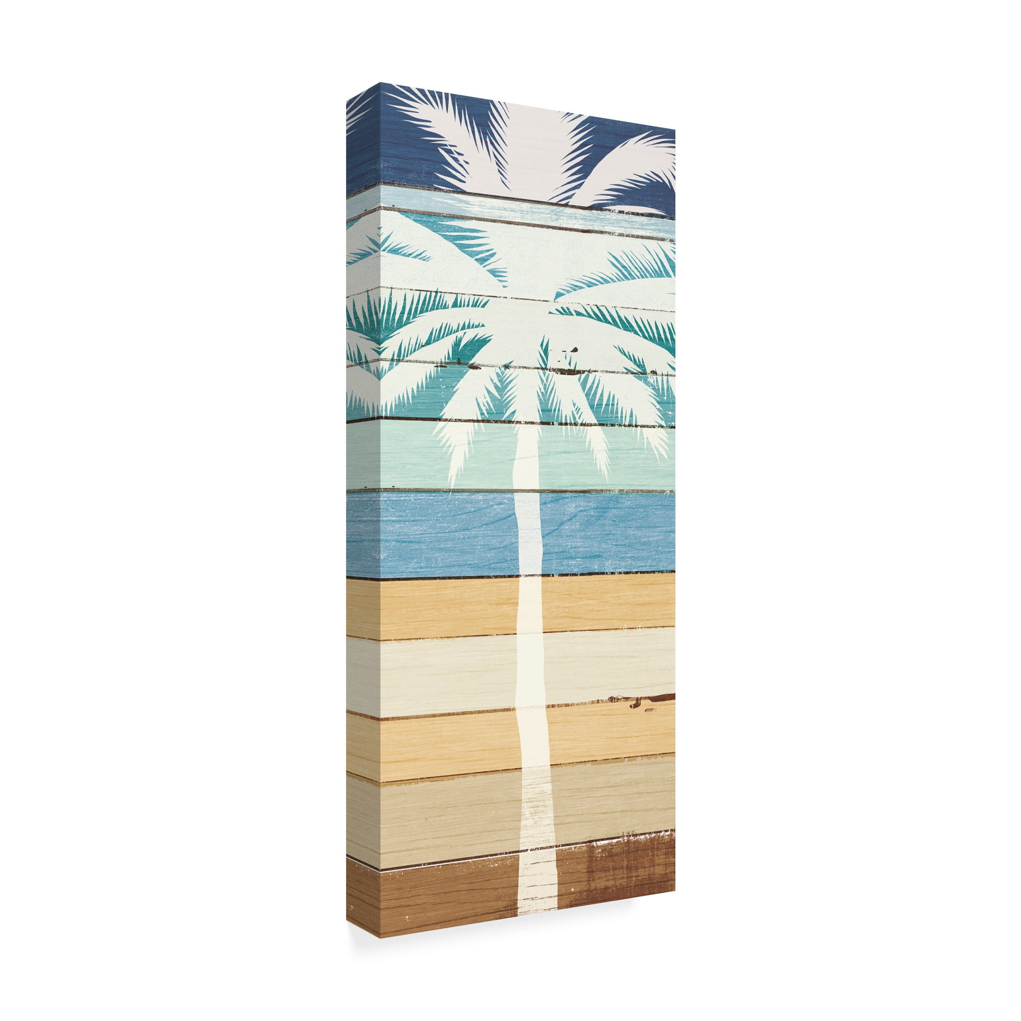 Michael Mullan Coastal Landscape Canvas Art in Blue and Beige - 20x47