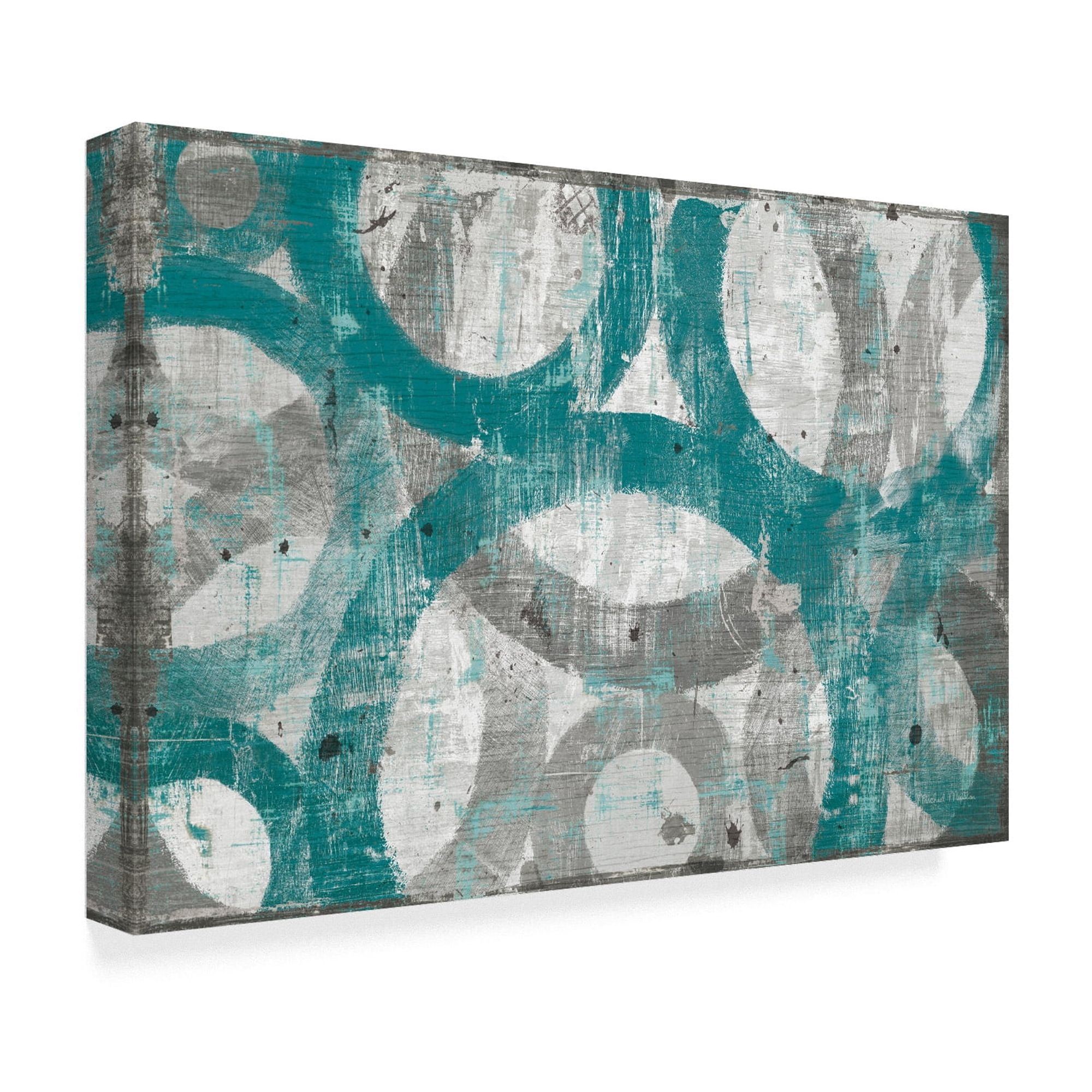 Teal and Gray Abstract Canvas Print with Hidden Frame