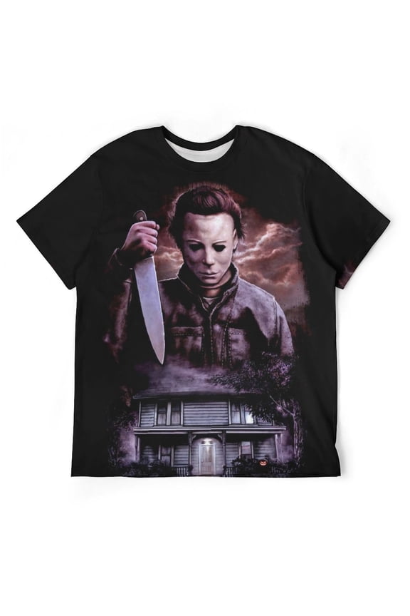 Michael Myers 3d Print Graphic T Shirt Short Sleeve Summer T-Shirt Novelty Casual Tee For Men Women Teen XL