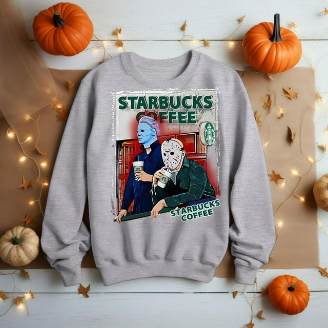 Michael Myers And Jason Voorhees Drink Starbucks Coffee Shirt - Walmart.com