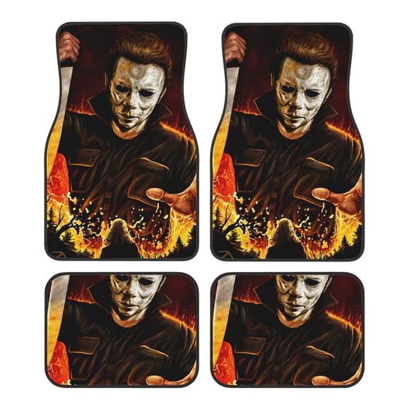 Michael Myers Car Floor Mats Set of 4, Anti-Skid Universal Automotive Carpet Front Rear Floor Foot Pads Interior Accessories Decorative for Vehicle Car Truck SUV Van