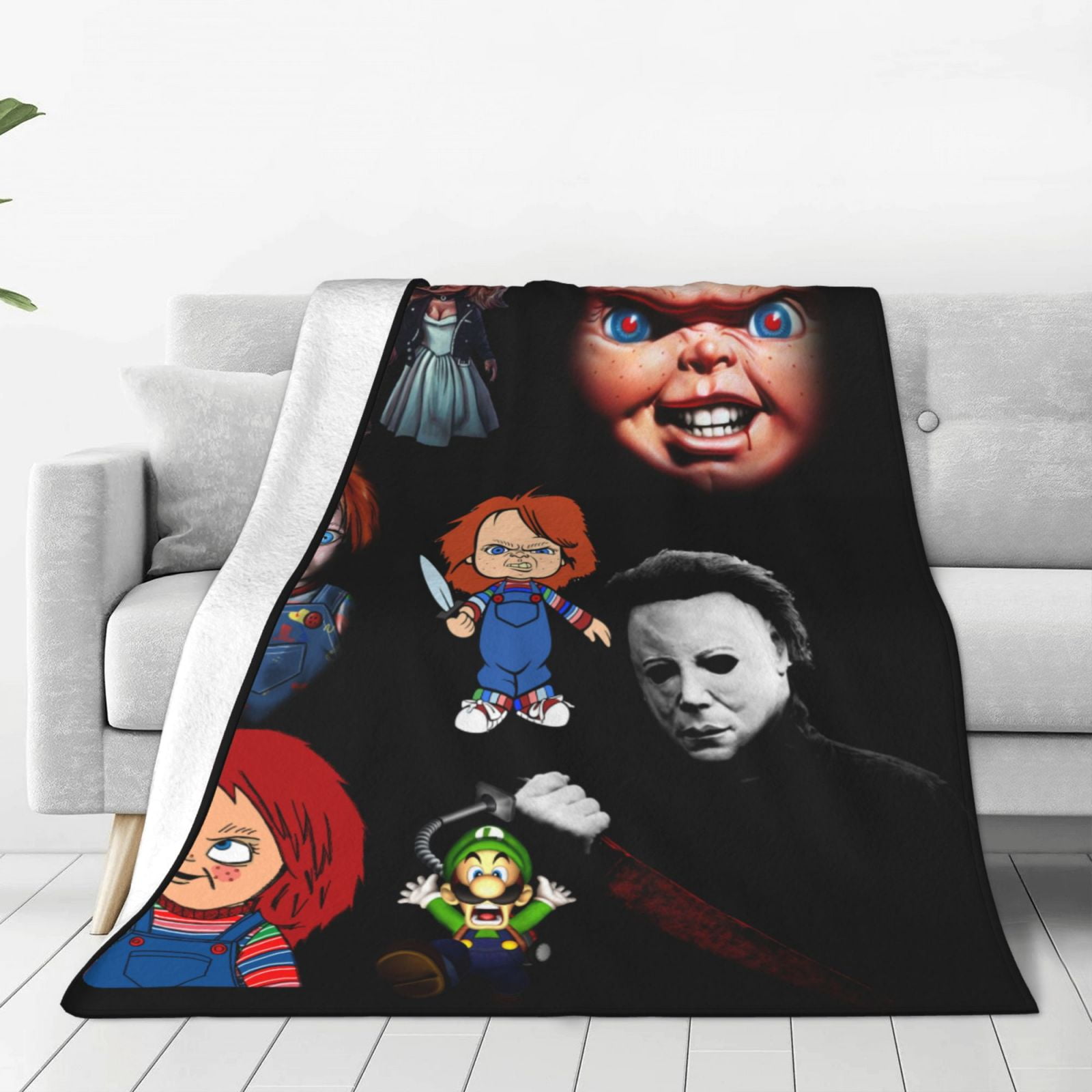 Michael Myers Chucky Luigi's Mansion Flannel Blanket Cozy Ultra-Soft ...