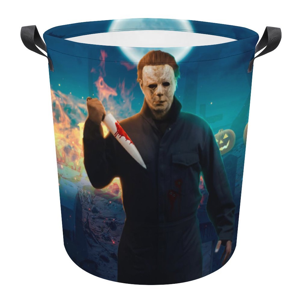 Michael Myers Circular Laundry Hamper Foldable Large Storage Baskets