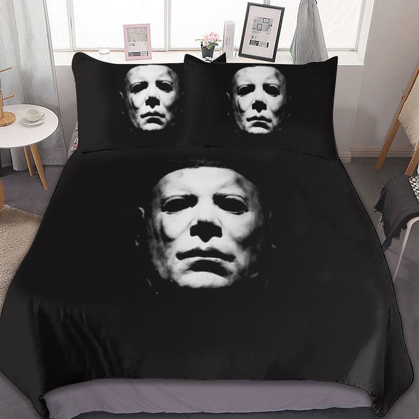 Michael Myers Face 3 Piece Bedding Sets Decor Comforter Sets With One
