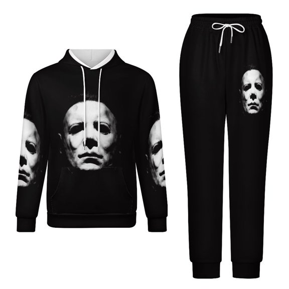 Michael Myers Face Adult Hoodies And Sweatpants Set Sweatshirts Jogger Pants 2 Pcs Hooded Hoody Tracksuits Set Suit Winter Daily Unisex Sweatsuit