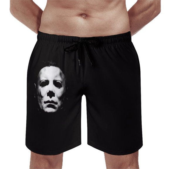 Michael Myers Face Men's Board Shorts Quick Dry Swim Trunks Summer Beach Swim Shorts Casual Swimwear Beachwear With Mesh Lining And Pockets