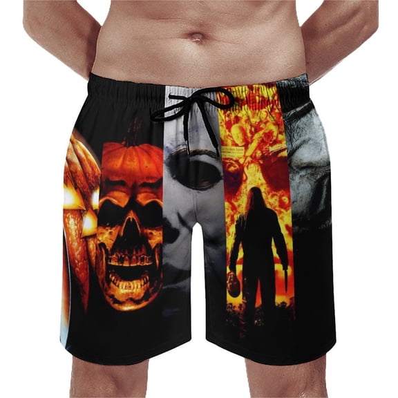 Michael Myers Film Men's Board Shorts Quick Dry Swim Trunks Summer Beach Swim Shorts Casual Swimwear Beachwear With Mesh Lining And Pockets