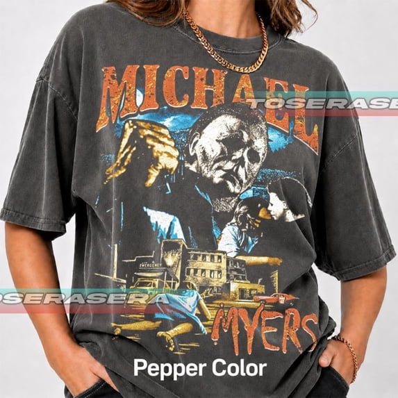 Michael Myers Film Unisex T-Shirt, Horror Movie Tee, Halloween Graphic Shirt,Charcoal Color,Size L