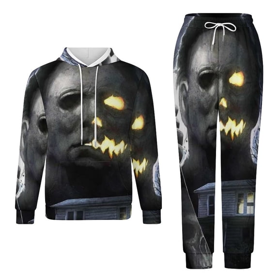 Michael Myers Fire Adult Hoodies And Sweatpants Set Sweatshirts Jogger Pants 2 Pcs Hooded Hoody Tracksuits Set Suit Winter Daily Unisex Sweatsuit
