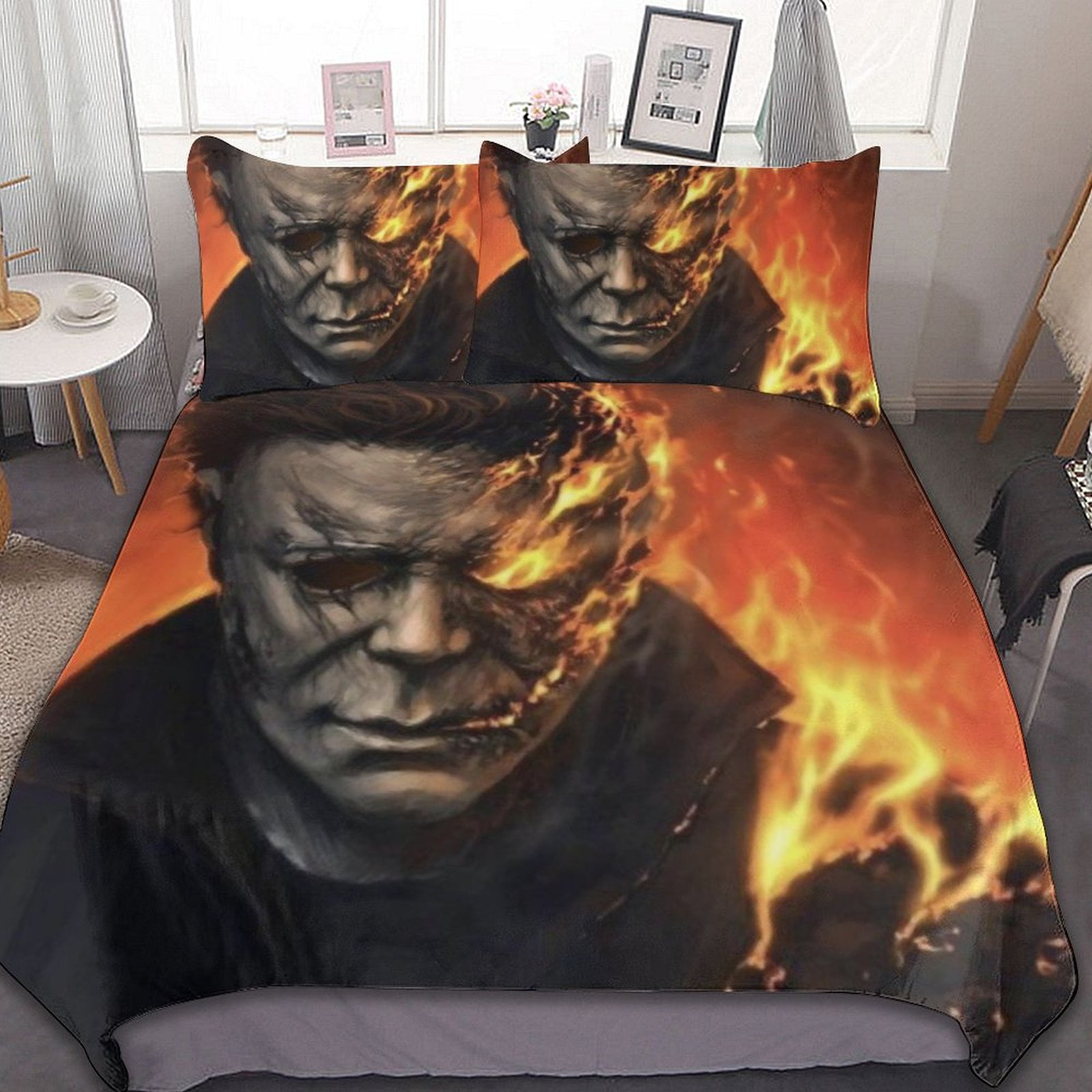 Michael Myers Halloween 3 Pcs Bed Sheets Set Breathable Duvet Cover