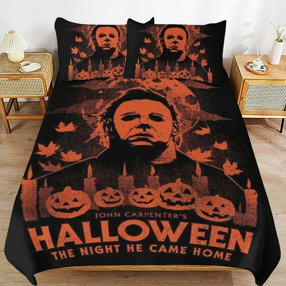 Michael Myers Halloween 3 Pcs Bed Sheets Set Breathable Duvet Cover with 2 Pillow Sham Soft All Seasons Bedding Set 86"x70"