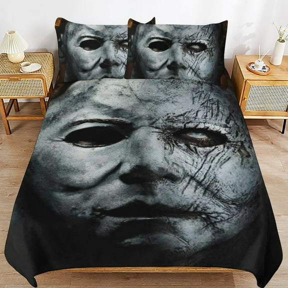Michael Myers Halloween 3 Pcs Bed Sheets Set Breathable Duvet Cover with 2 Pillow Sham Soft All Seasons Bedding Set 86"x70"