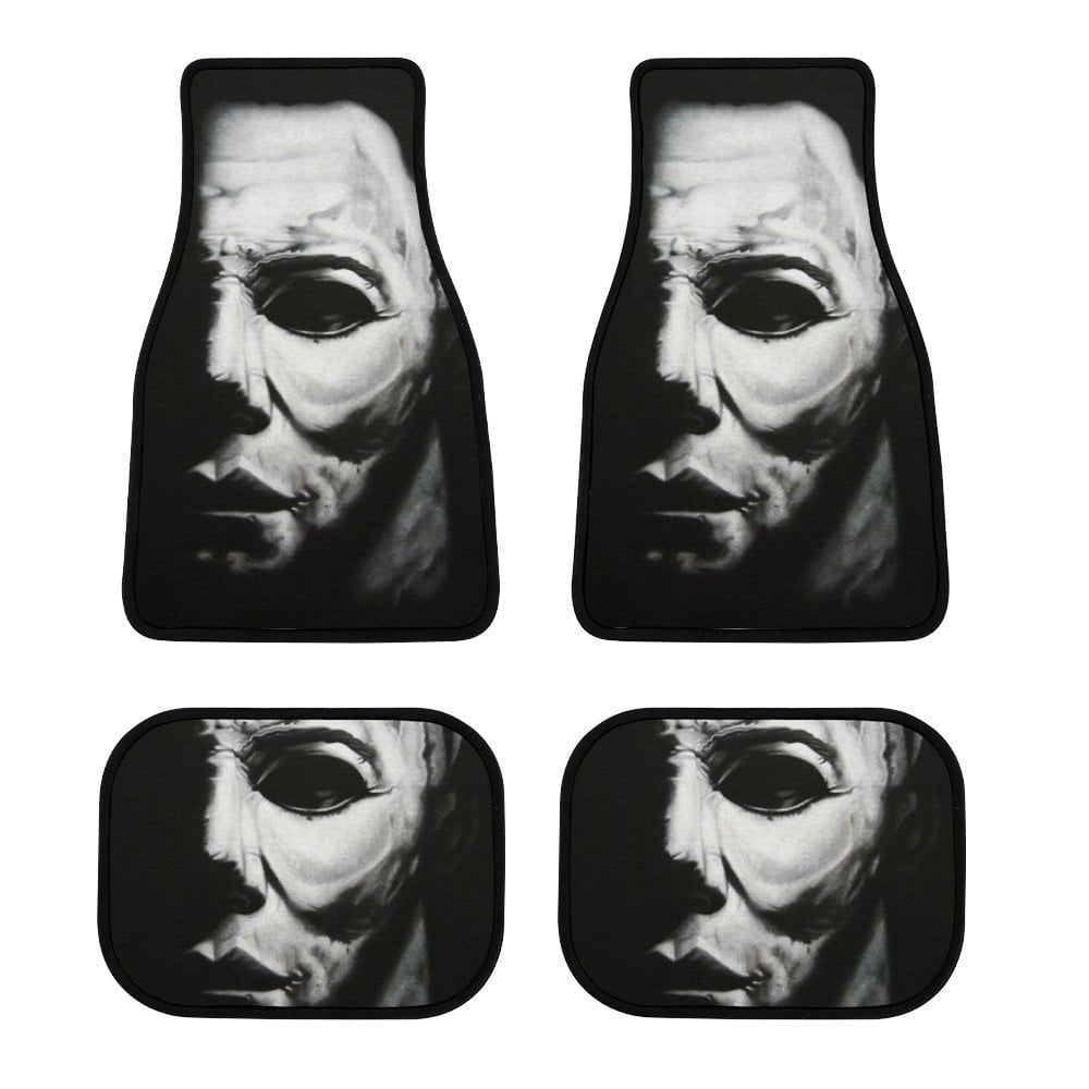 Michael Myers Halloween Car Floor Mats 4PC Set Anti Skid Vehicle Floor Mat Car Carpet for Front Rear Seats Universal Auto Interior Accessories