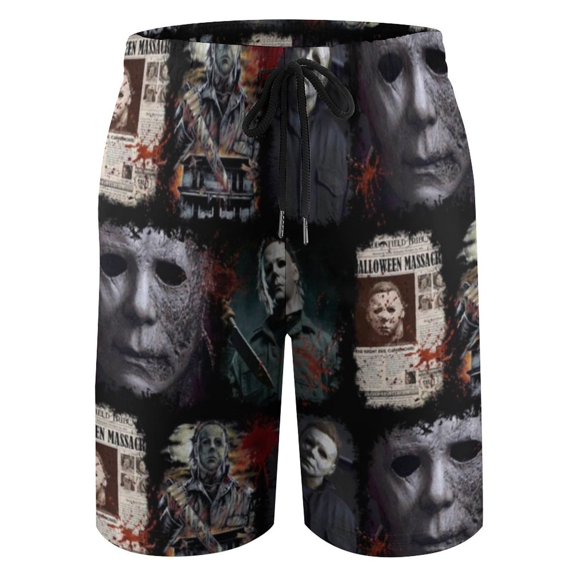 Michael Myers Halloween Children's Swim Trunks Printed Beach Board Shorts Quick Dry Swimwear Casual Swimming Shorts S