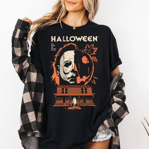 Michael Myers Halloween Graphic Tee Black Shirt Horror Movie Apparel Spooky Season T-Shirt for Men Women Halloween Lover Gift