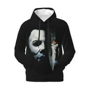 AOIVKUT Michael Myers Halloween Horror Men's Sweatshirt Hoodies Soft Plush Fleece Pullover Novelty 3D Print Hoody Hooded Daily Clothing