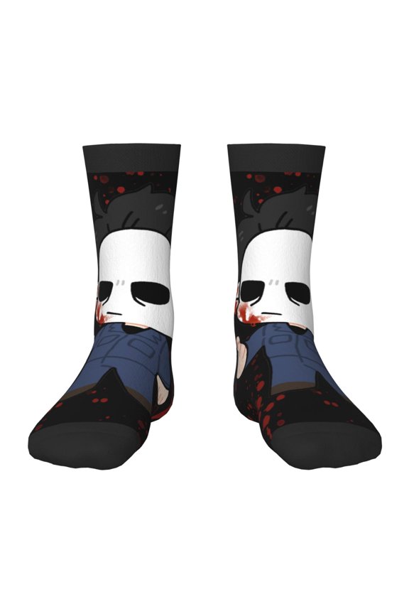 Michael Myers Halloween Kids Socks 3D Printed Graphic Children's Calf Socks Cozy Casual Mid Crew Socks 3 Black