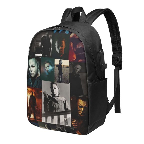 Michael Myers Halloween Laptop Backpack With Usb Charging Port Multi-Functional Rucksack Ergonomic Daypack