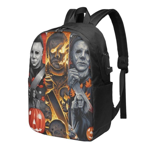 Michael Myers Halloween Laptop Backpack With Usb Charging Port Multi-Functional Rucksack Ergonomic Daypack