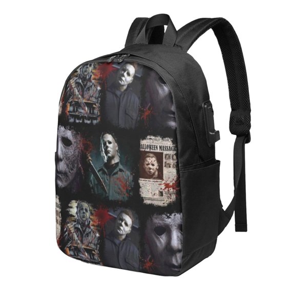 Michael Myers Halloween Laptop Backpack With Usb Charging Port Multi-Functional Rucksack Ergonomic Daypack