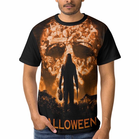Michael Myers Halloween Mens T-Shirt Short-Sleeved Shirts Round Neck Summer Tees Blouse for Outdoor S